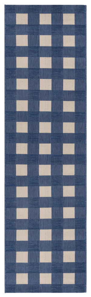 Safavieh Courtyard Checkered Area Rug - Elegant Indoor/Outdoor Accent For Home Décor And Comfort Blue ,Beige 88% Polypropylene,12% Polyester Cy6443-23321-28