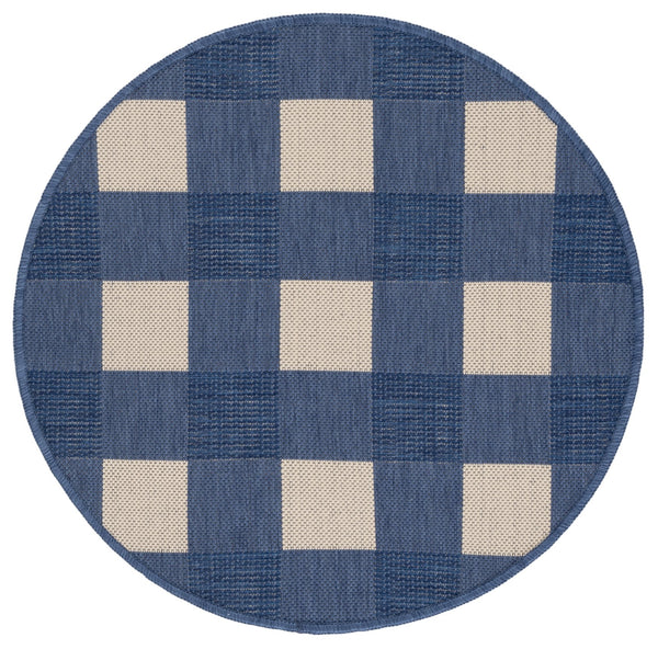 Safavieh Courtyard Checkered Area Rug - Elegant Indoor/Outdoor Accent For Home Décor And Comfort Blue ,Beige 88% Polypropylene,12% Polyester Cy6443-23321-3r