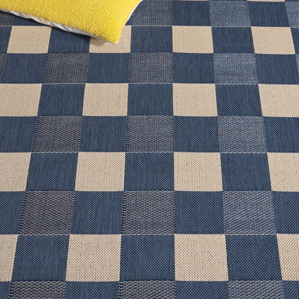 Safavieh Courtyard Checkered Area Rug - Elegant Indoor/Outdoor Accent For Home Décor And Comfort Blue ,Beige 88% Polypropylene,12% Polyester Cy6443-23321-5