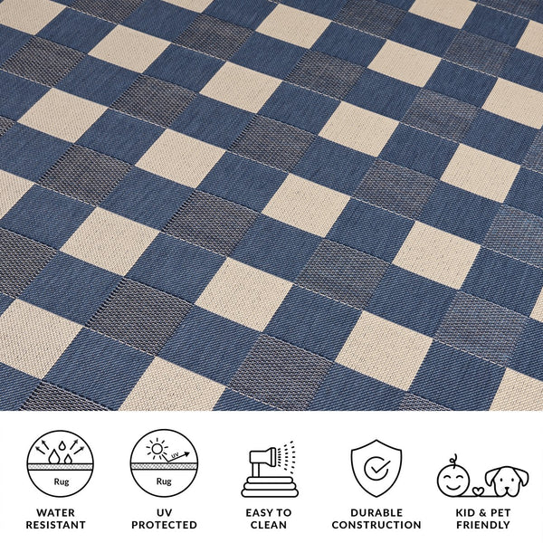 Safavieh Courtyard Checkered Area Rug - Elegant Indoor/Outdoor Accent For Home Décor And Comfort Blue ,Beige 88% Polypropylene,12% Polyester Cy6443-23321-5
