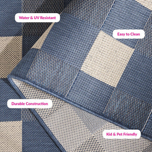 Safavieh Courtyard Stunning Blue And Beige Checkered Area Rug For Indoor And Outdoor Spaces, Durable Design Navy ,Beige 88% Polypropylene,12% Polyester Cy6443-25821-27