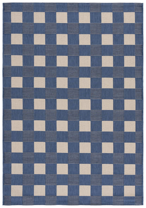 Safavieh Courtyard Checkered Area Rug - Elegant Indoor/Outdoor Accent For Home Décor And Comfort Blue ,Beige 88% Polypropylene,12% Polyester Cy6443-23321-5