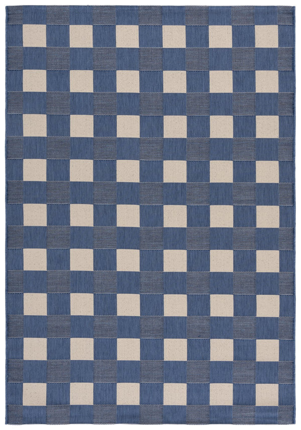 Safavieh Courtyard Checkered Area Rug - Elegant Indoor/Outdoor Accent For Home Décor And Comfort Blue ,Beige 88% Polypropylene,12% Polyester Cy6443-23321-5