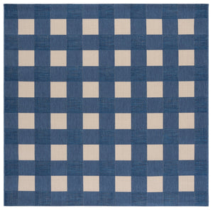 Safavieh Courtyard Checkered Area Rug - Elegant Indoor/Outdoor Accent For Home Décor And Comfort Blue ,Beige 88% Polypropylene,12% Polyester Cy6443-23321-7sq