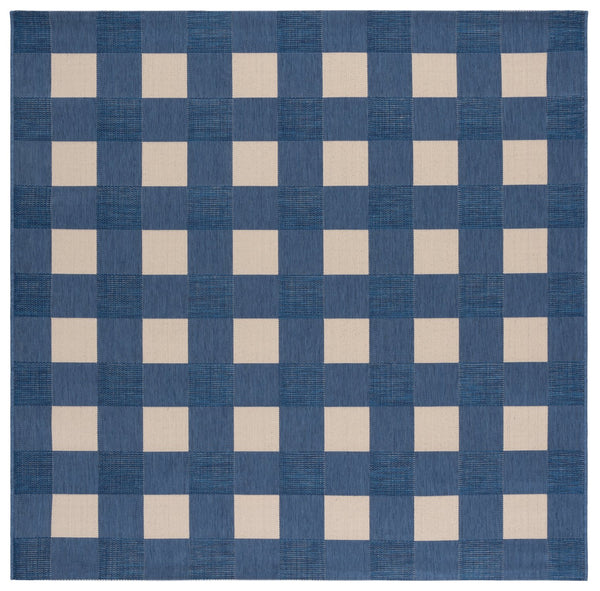 Safavieh Courtyard Checkered Area Rug - Elegant Indoor/Outdoor Accent For Home Décor And Comfort Blue ,Beige 88% Polypropylene,12% Polyester Cy6443-23321-7sq