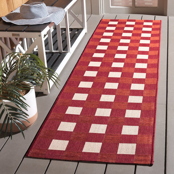 Safavieh Courtyard Checkered Area Rug - Elegant Indoor/Outdoor Accent For Home Décor And Comfort Red ,Beige 88% Polypropylene,12% Polyester Cy6443-23821-28