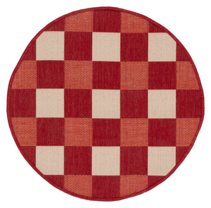 Safavieh Courtyard Checkered Area Rug - Elegant Indoor/Outdoor Accent For Home Décor And Comfort Red ,Beige 88% Polypropylene,12% Polyester Cy6443-23821-3r