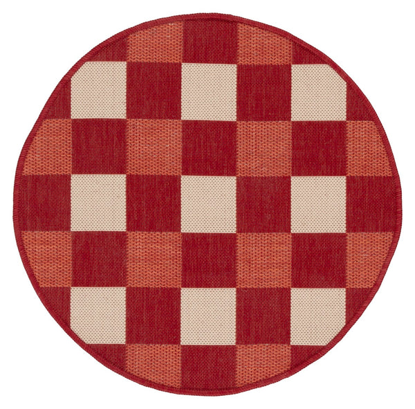 Safavieh Courtyard Checkered Area Rug - Elegant Indoor/Outdoor Accent For Home Décor And Comfort Red ,Beige 88% Polypropylene,12% Polyester Cy6443-23821-3r