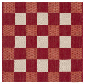 Safavieh Courtyard Checkered Area Rug - Elegant Indoor/Outdoor Accent For Home Décor And Comfort Red ,Beige 88% Polypropylene,12% Polyester Cy6443-23821-3sq