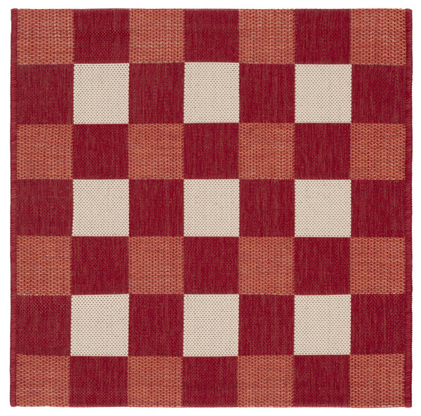 Safavieh Courtyard Checkered Area Rug - Elegant Indoor/Outdoor Accent For Home Décor And Comfort Red ,Beige 88% Polypropylene,12% Polyester Cy6443-23821-3sq