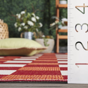 Safavieh Courtyard Checkered Area Rug - Elegant Indoor/Outdoor Accent For Home Décor And Comfort Red ,Beige 88% Polypropylene,12% Polyester Cy6443-23821-5