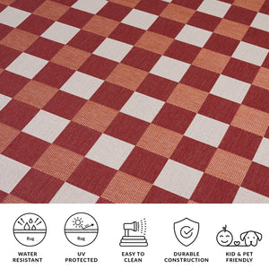 Safavieh Courtyard Checkered Area Rug - Elegant Indoor/Outdoor Accent For Home Décor And Comfort Red ,Beige 88% Polypropylene,12% Polyester Cy6443-23821-5