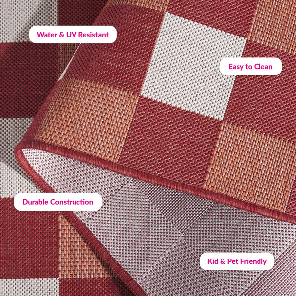 Safavieh Courtyard Checkered Area Rug - Elegant Indoor/Outdoor Accent For Home Décor And Comfort Red ,Beige 88% Polypropylene,12% Polyester Cy6443-23821-5