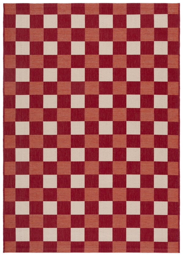 Safavieh Courtyard Checkered Area Rug - Elegant Indoor/Outdoor Accent For Home Décor And Comfort Red ,Beige 88% Polypropylene,12% Polyester Cy6443-23821-5