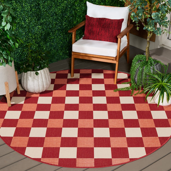 Safavieh Courtyard Checkered Area Rug - Elegant Indoor/Outdoor Accent For Home Décor And Comfort Red ,Beige 88% Polypropylene,12% Polyester Cy6443-23821-7r