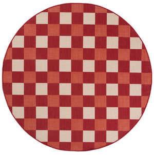 Safavieh Courtyard Checkered Area Rug - Elegant Indoor/Outdoor Accent For Home Décor And Comfort Red ,Beige 88% Polypropylene,12% Polyester Cy6443-23821-7r