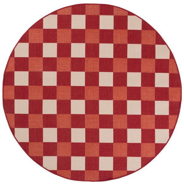 Safavieh Courtyard Checkered Area Rug - Elegant Indoor/Outdoor Accent For Home Décor And Comfort Red ,Beige 88% Polypropylene,12% Polyester Cy6443-23821-7r