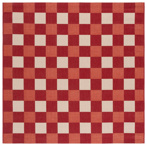 Safavieh Courtyard Checkered Area Rug - Elegant Indoor/Outdoor Accent For Home Décor And Comfort Red ,Beige 88% Polypropylene,12% Polyester Cy6443-23821-7sq