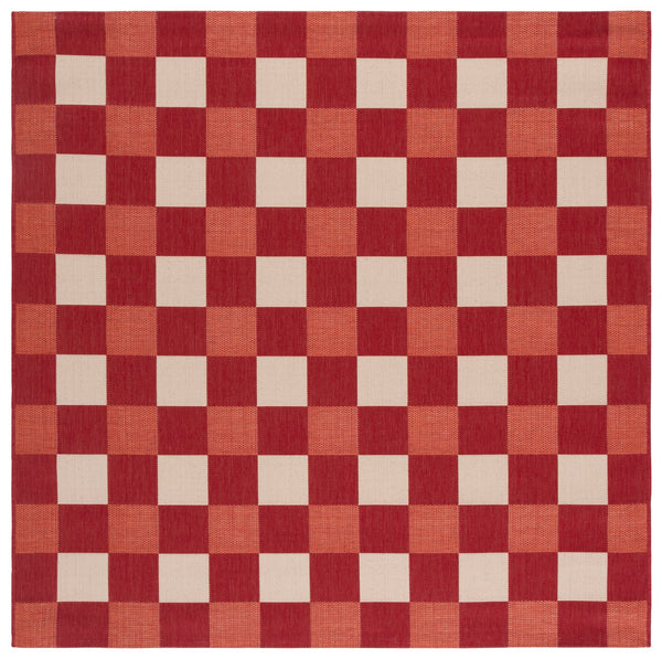 Safavieh Courtyard Checkered Area Rug - Elegant Indoor/Outdoor Accent For Home Décor And Comfort Red ,Beige 88% Polypropylene,12% Polyester Cy6443-23821-7sq