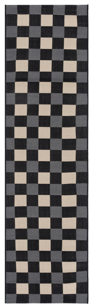 Safavieh Courtyard Farmhouse Black & Beige Checkered Indoor/Outdoor Rug — Power-Loomed, Low-Profile, Durable 5'-3" x 7'-6" CY6443-25621-5