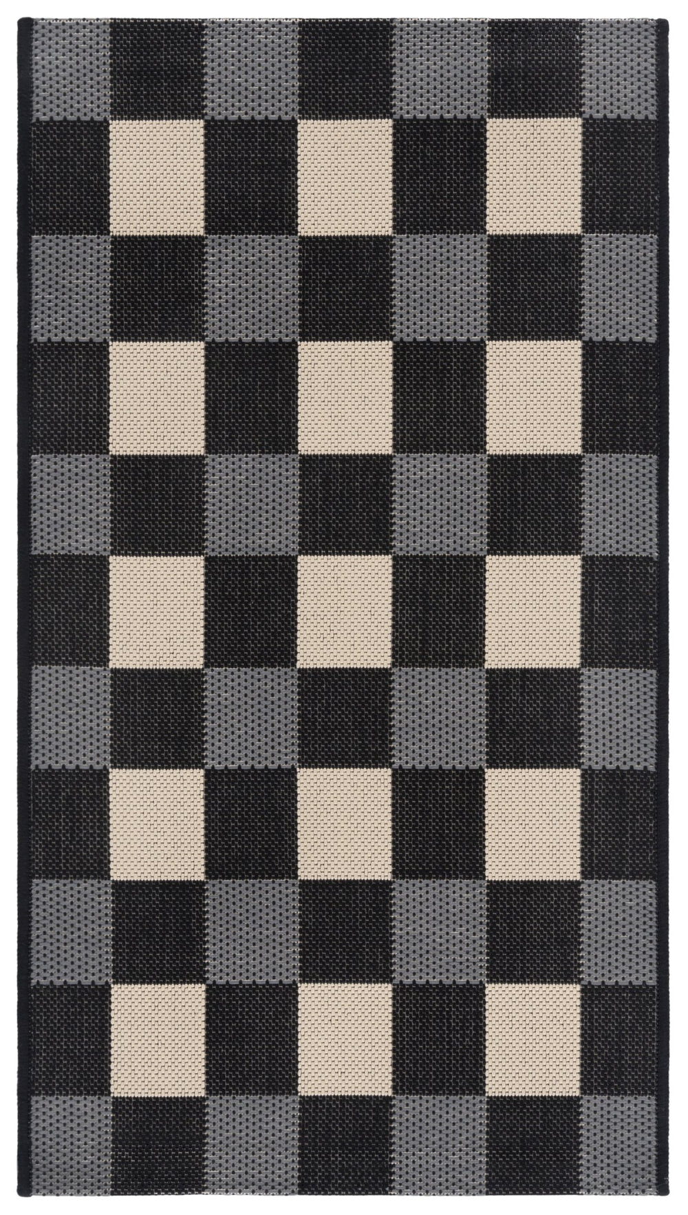 Safavieh Courtyard Farmhouse Black & Beige Checkered Indoor/Outdoor Rug — Power-Loomed, Low-Profile, Durable 5'-3" x 7'-6" CY6443-25621-5