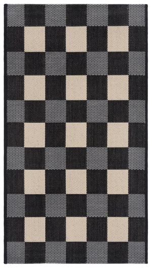 Safavieh Courtyard Farmhouse Black & Beige Checkered Indoor/Outdoor Rug — Power-Loomed, Low-Profile, Durable 5'-3" x 7'-6" CY6443-25621-5