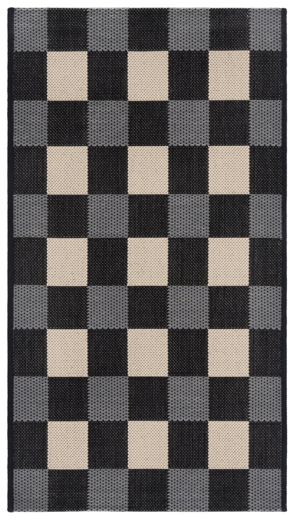 Safavieh Courtyard Farmhouse Black & Beige Checkered Indoor/Outdoor Rug — Power-Loomed, Low-Profile, Durable 5'-3" x 7'-6" CY6443-25621-5