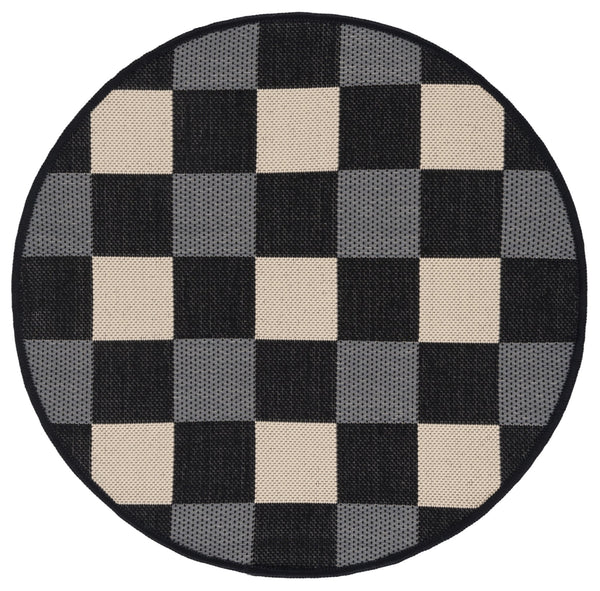 Safavieh Courtyard Farmhouse Black & Beige Checkered Indoor/Outdoor Rug — Power-Loomed, Low-Profile, Durable 5'-3" x 7'-6" CY6443-25621-5