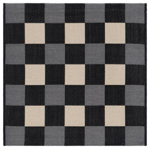 Safavieh Courtyard Farmhouse Black & Beige Checkered Indoor/Outdoor Rug — Power-Loomed, Low-Profile, Durable 5'-3" x 7'-6" CY6443-25621-5