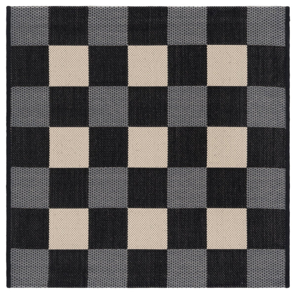 Safavieh Courtyard Farmhouse Black & Beige Checkered Indoor/Outdoor Rug — Power-Loomed, Low-Profile, Durable 5'-3" x 7'-6" CY6443-25621-5
