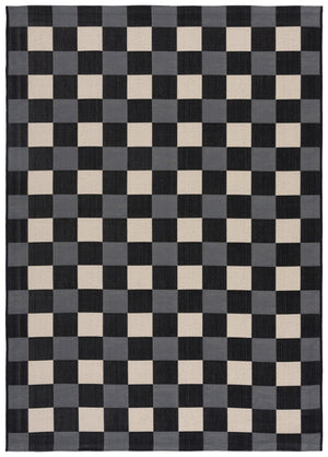 Safavieh Courtyard Farmhouse Black & Beige Checkered Indoor/Outdoor Rug — Power-Loomed, Low-Profile, Durable 5'-3" x 7'-6" CY6443-25621-5
