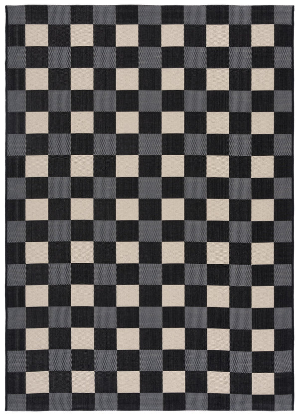 Safavieh Courtyard Farmhouse Black & Beige Checkered Indoor/Outdoor Rug — Power-Loomed, Low-Profile, Durable 5'-3" x 7'-6" CY6443-25621-5