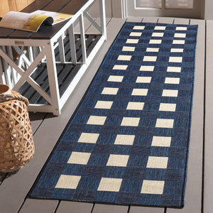 Safavieh Courtyard Checkered Area Rug - Elegant Indoor/Outdoor Accent For Home Décor And Comfort Navy ,Beige 88% Polypropylene,12% Polyester Cy6443-25821-28