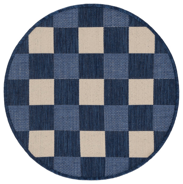 Safavieh Courtyard Checkered Area Rug - Elegant Indoor/Outdoor Accent For Home Décor And Comfort Navy ,Beige 88% Polypropylene,12% Polyester Cy6443-25821-3r