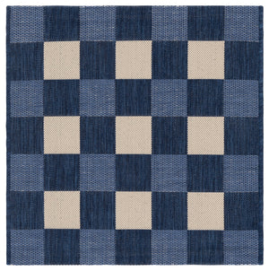 Safavieh Courtyard Checkered Area Rug - Elegant Indoor/Outdoor Accent For Home Décor And Comfort Navy ,Beige 88% Polypropylene,12% Polyester Cy6443-25821-3sq