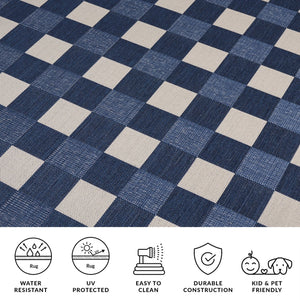Safavieh Courtyard Checkered Area Rug - Elegant Indoor/Outdoor Accent For Home Décor And Comfort Navy ,Beige 88% Polypropylene,12% Polyester Cy6443-25821-5