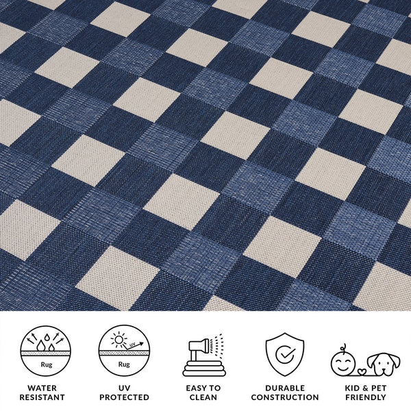 Safavieh Courtyard Checkered Area Rug - Elegant Indoor/Outdoor Accent For Home Décor And Comfort Navy ,Beige 88% Polypropylene,12% Polyester Cy6443-25821-5