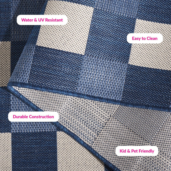 Safavieh Courtyard Checkered Area Rug - Elegant Indoor/Outdoor Accent For Home Décor And Comfort Navy ,Beige 88% Polypropylene,12% Polyester Cy6443-25821-5