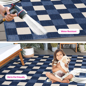 Safavieh Courtyard Checkered Area Rug - Elegant Indoor/Outdoor Accent For Home Décor And Comfort Navy ,Beige 88% Polypropylene,12% Polyester Cy6443-25821-5