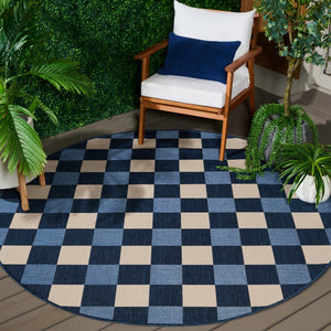 Safavieh Courtyard Checkered Area Rug - Elegant Indoor/Outdoor Accent For Home Décor And Comfort Navy ,Beige 88% Polypropylene,12% Polyester Cy6443-25821-7r