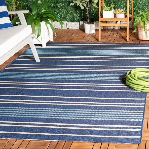Safavieh Courtyard Elegant Area Rug For Indoor/Outdoor Use - Durable, Stylish, And Oeko-tex Certified Design Navy ,Blue 88% Polypropylene,12% Polyester Cy6450-25821-6