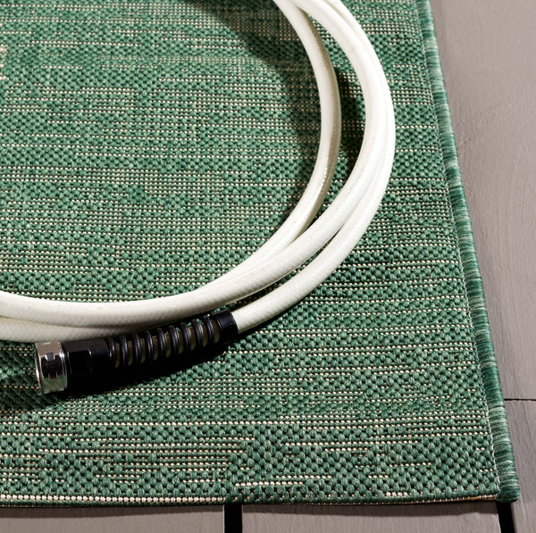 Safavieh Courtyard Boho Stripe Area Rug - Luxurious Terracotta & Beige Design For Indoor And Outdoor Elegance Dark Green ,Beige 88% Polypropylene,12% Polyester Cy6579-32221-6