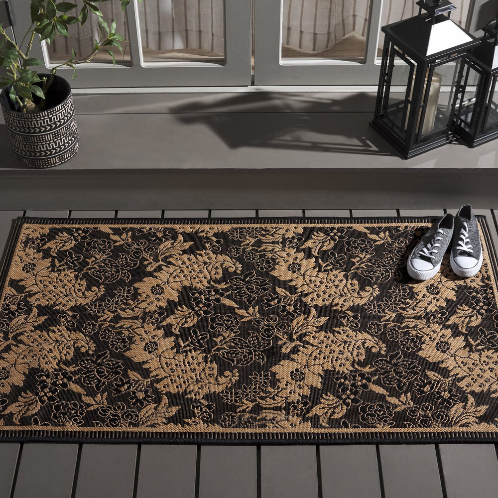 Safavieh Courtyard Indoor/Outdoor Elegant Area Rug – Timeless Design, Durable, Oeko-tex Certified, Versatile Style Black ,Natural 88% Polypropylene,12% Polyester Cy6582-46-210