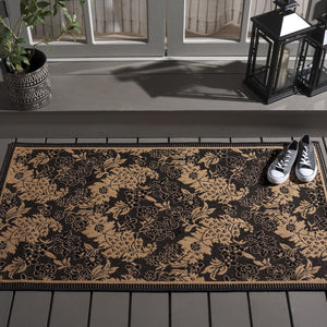 Safavieh Courtyard Indoor/Outdoor Elegant Area Rug – Timeless Design, Durable, Oeko-tex Certified, Versatile Style Black ,Natural 88% Polypropylene,12% Polyester Cy6582-46-210