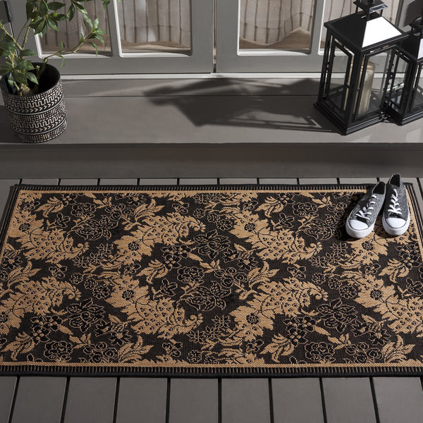 Safavieh Courtyard Indoor/Outdoor Elegant Area Rug – Timeless Design, Durable, Oeko-tex Certified, Versatile Style Black ,Natural 88% Polypropylene,12% Polyester Cy6582-46-210