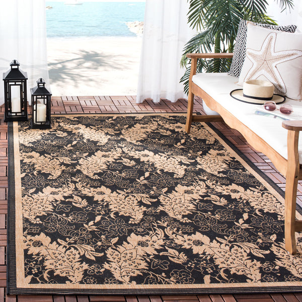Safavieh Courtyard Indoor/Outdoor Elegant Area Rug – Timeless Design, Durable, Oeko-tex Certified, Versatile Style Black ,Natural 88% Polypropylene,12% Polyester Cy6582-46-210