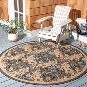 Safavieh Courtyard Indoor/Outdoor Elegant Area Rug – Timeless Design, Durable, Oeko-tex Certified, Versatile Style Black ,Natural 88% Polypropylene,12% Polyester Cy6582-46-210