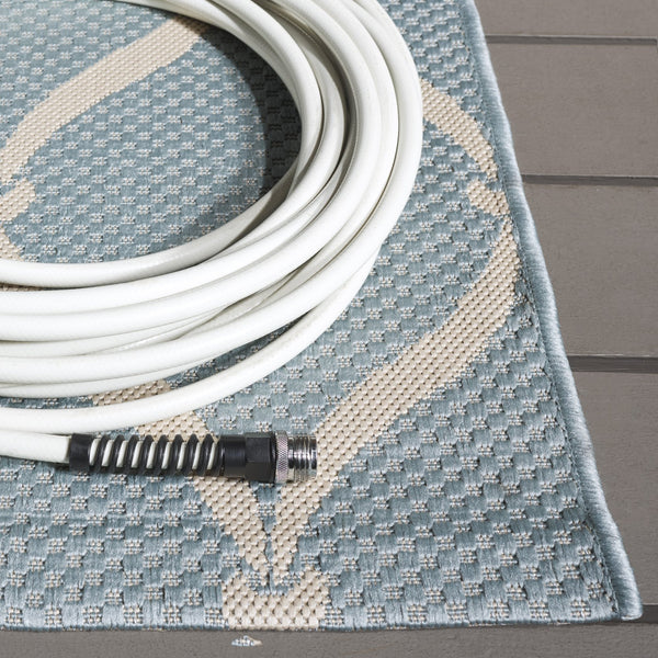 Safavieh Courtyard Power Loomed Area Rug: Timeless Elegance In Blue And Beige For Indoor Or Outdoor Spaces Black ,Beige 88% Polypropylene,12% Polyester Cy6654-256-8