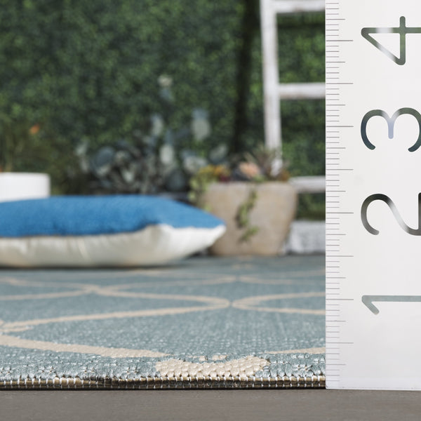 Safavieh Courtyard Power Loomed Area Rug: Timeless Elegance In Blue And Beige For Indoor Or Outdoor Spaces Black ,Beige 88% Polypropylene,12% Polyester Cy6654-256-8