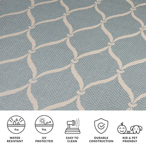 Safavieh Courtyard Power Loomed Area Rug: Timeless Elegance In Blue And Beige For Indoor Or Outdoor Spaces Black ,Beige 88% Polypropylene,12% Polyester Cy6654-256-8